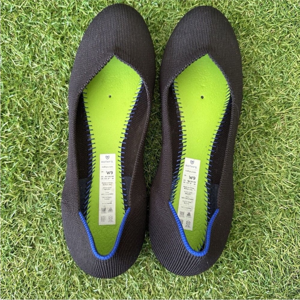 Rothys Ballet Flats Womens Size 9 The Flat Round Toe Women Black Knit Slip On - Picture 7 of 7